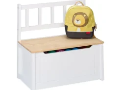 relaxdays Kindersitzbank Weiss; Hellbraun