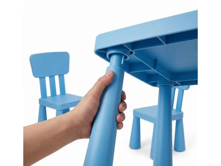 relaxdays Kindersitzgruppe 3-teilig, Kunstoff, Blau