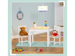 relaxdays Kindersitzgruppe 3-teilig Weiss; Hellbraun