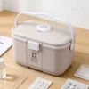 relaxdays Medizinbox aus Kunststoff Beige/Grau 17 x 28 x 18 cm