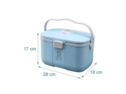 relaxdays Medizinbox aus Kunststoff Grau/Hellblau 17 x 28 x 18 cm