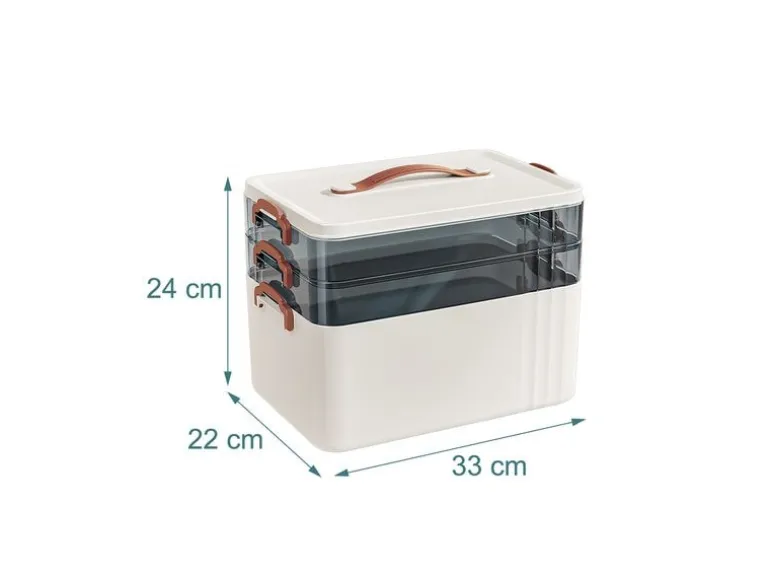 relaxdays Medizinbox aus Kunststoff Transparent/Weiss 24 x 33 x 22 cm