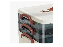 relaxdays Medizinbox aus Kunststoff Transparent/Weiss 24 x 33 x 22 cm