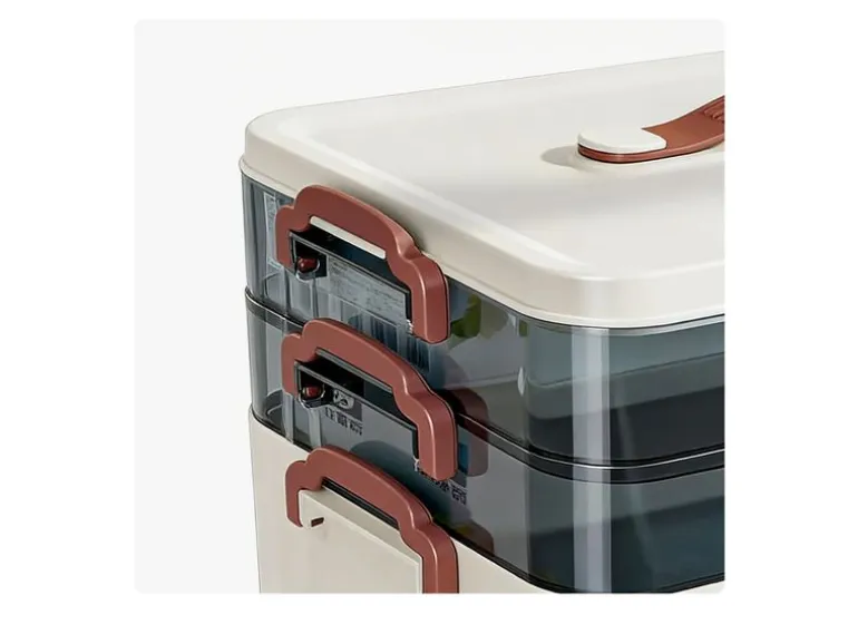 relaxdays Medizinbox aus Kunststoff Transparent/Weiss 24 x 33 x 22 cm