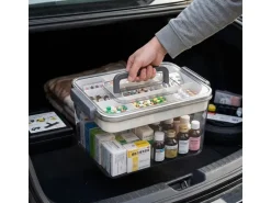 relaxdays Medizinbox aus Kunststoff Transparent