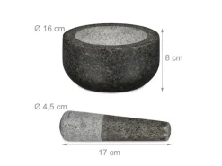 relaxdays Mörser mit Stössel 16 cm, Granit