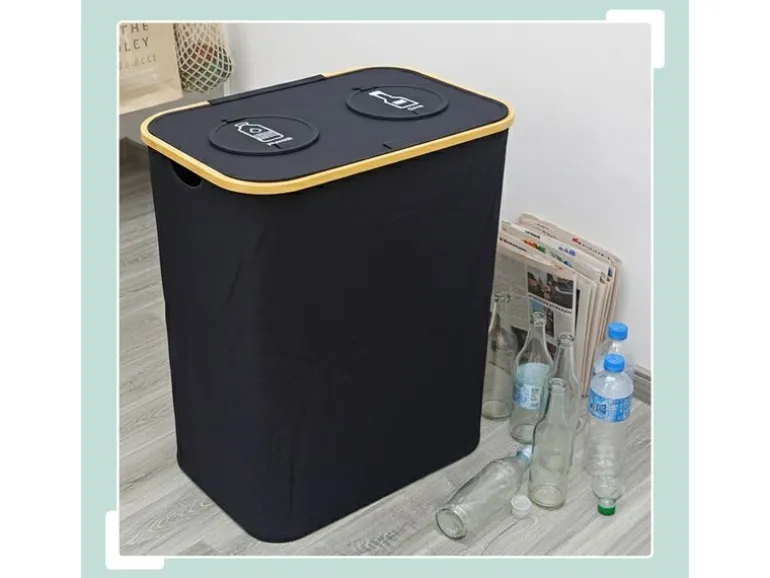 relaxdays Recyclingbehälter 140 L Schwarz