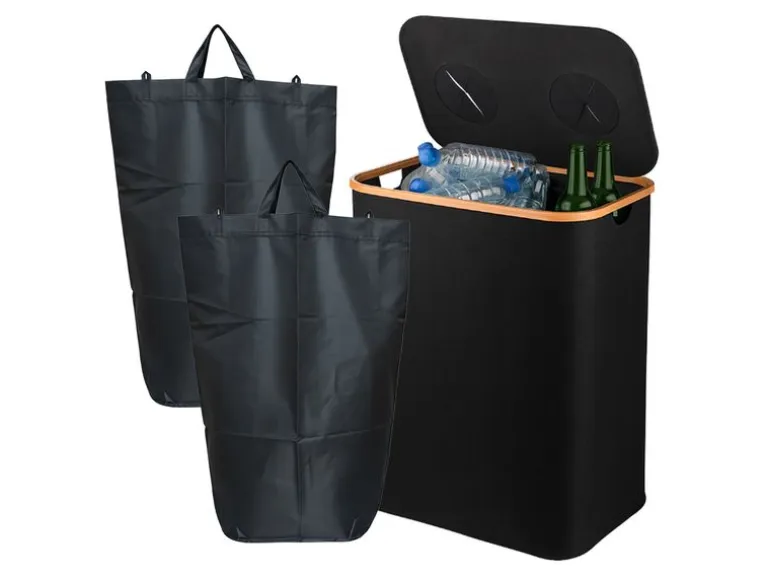 relaxdays Recyclingbehälter 140 L Schwarz