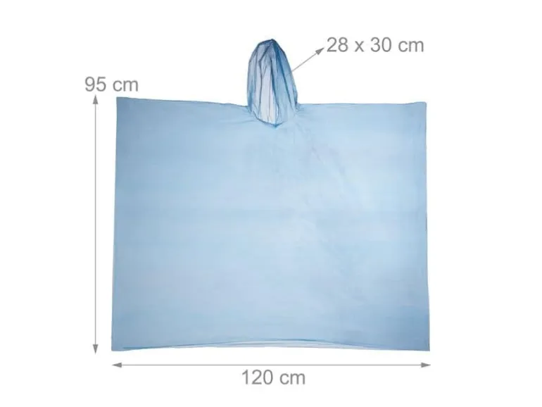 relaxdays Regenponcho 10er Set Kunststoff Hellblau