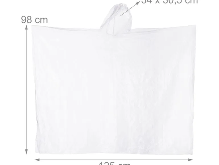 relaxdays Regenponcho 20 Stück, Transparent