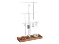 relaxdays Schmuckhalter mit Schale Braun/Weiss