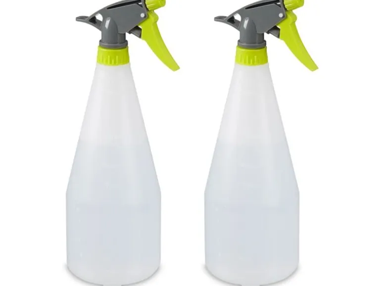 relaxdays Sprühflaschen 1 l, Kunststoff, Weiss, 2 Stück