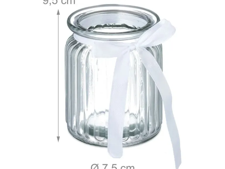 relaxdays Windlicht 9.5 cm, Glas, 12 Stück