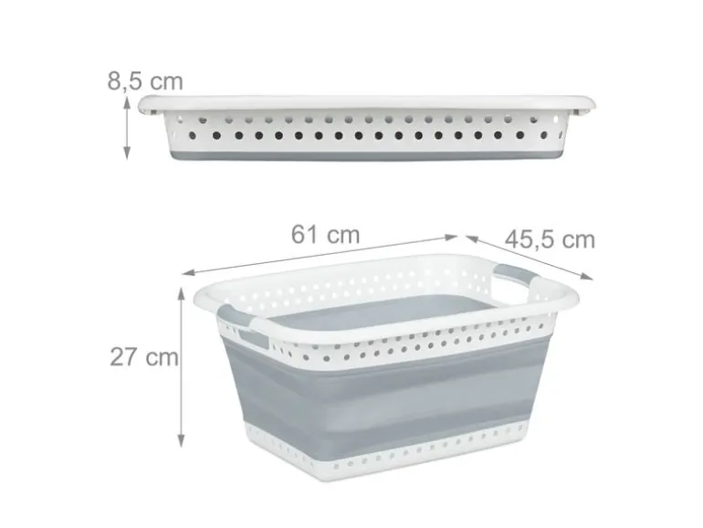 relaxdays Wäschekorb 37 l, Grau/Weiss