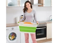 relaxdays Wäschekorb 37 l, Grau/Weiss