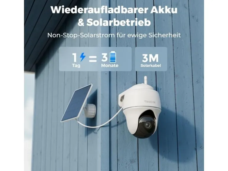 Reolink Argus B420 PT WiFi Kamera 2K+ mit Solarpanel Lite