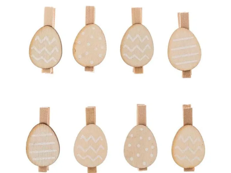 Rico Design Dekoklammer Osterei 8 Stück, Nature