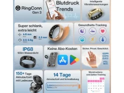 RingConn Smart Ring Gen3, Gr.11 Schwarz/Silber