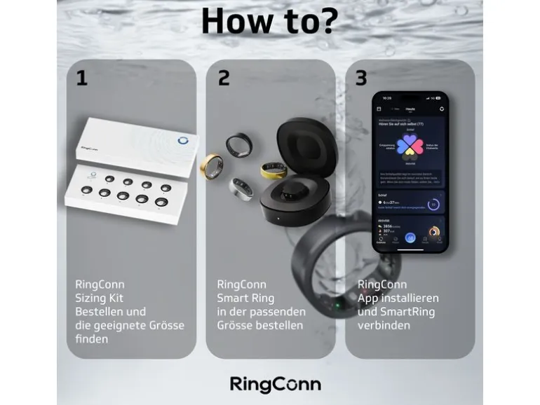 RingConn Smart Ring, Gen 2, Grösse 10, Moonlight Silver