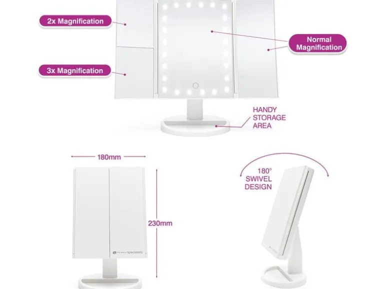 Rio Kosmetikspiegel 3 Way Makeup Mirror Weiss