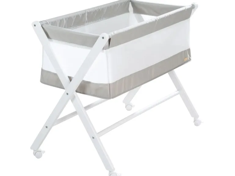 roba Klappbett klappbar, Holz, weiss lackiert, mit Rollen