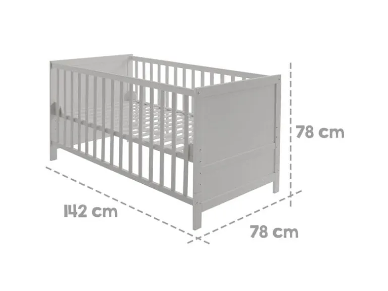 roba Kombi-Kinderbett 70 x 140 cm Holz Taupe umbaubar