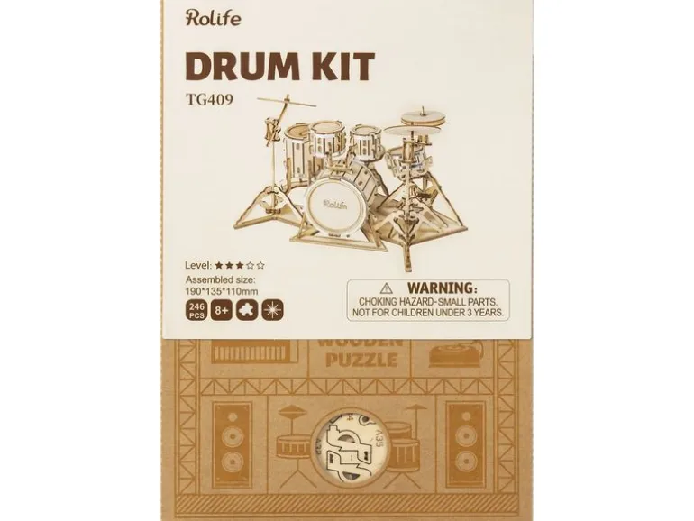 Rolife Bausatz Drum kit Schlagzeug 3D-Holzpuzzle 246 Teile