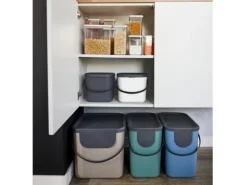 Rotho Recyclingbehälter Albula 40 l, Blau/Schwarz/Grau