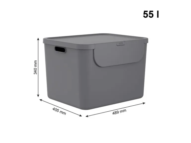 Rotho Recyclingbehälter ALBULA 3 tlg. 105 l, Blau/Anthrazit