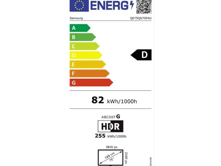 Samsung TV QE75QN70F 75'' QN70F Neo QLED 4K Mini LED AI TV, 2025