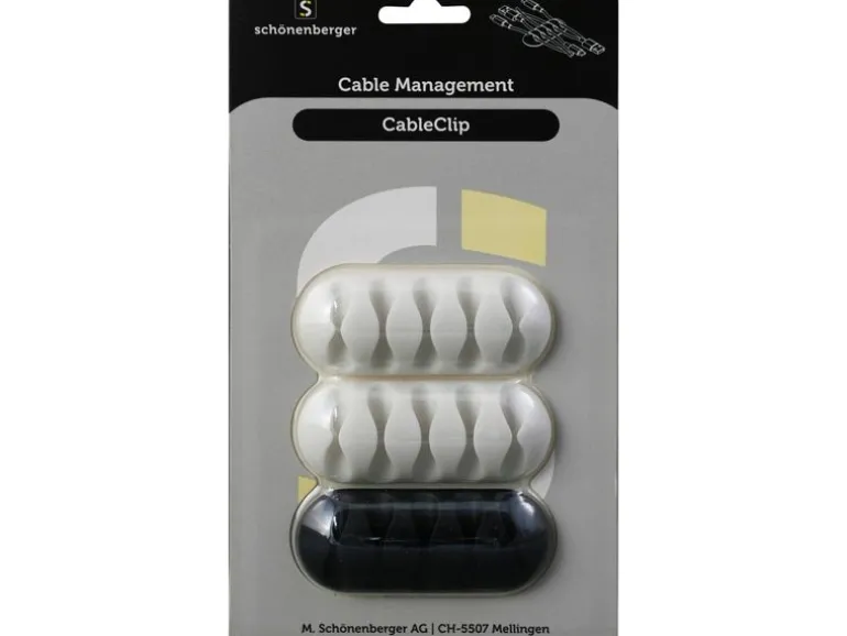 Schönenberger CableClip Kabelhalterungen, 66 mm, Weiss / Schwarz