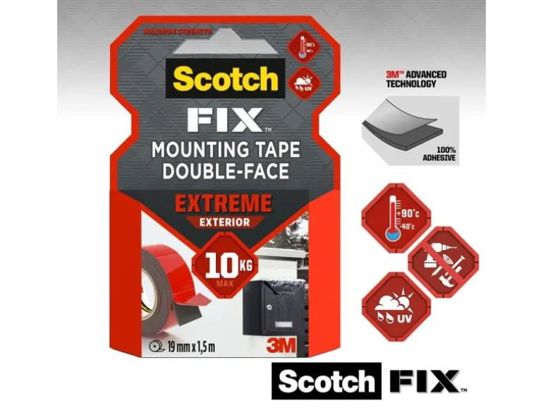 Scotch Aussenmontageband Extreme, 19 mm x 1.5 m, 1 Rolle, Schwarz