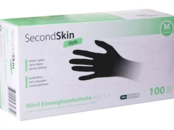 SecondSkin Einweghandschuh Nitril M, Schwarz, 100 Stück
