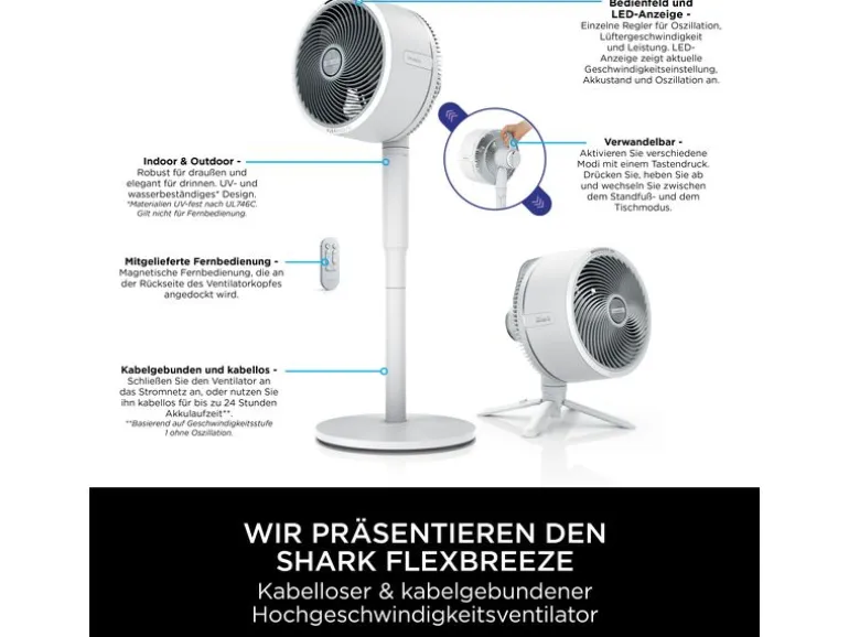 Shark Standventilator FlexBreeze Weiss