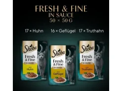 Sheba Nassfutter Fresh & Fine in Sauce Geflügel, 50 x 50 g