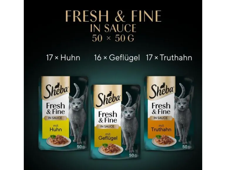 Sheba Nassfutter Fresh & Fine in Sauce Geflügel, 50 x 50 g
