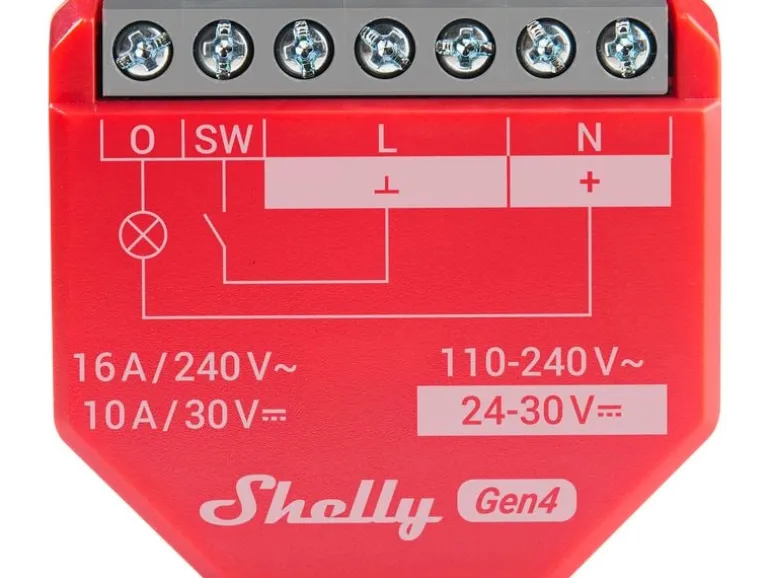 Shelly WLAN-Schaltaktor 1PM Gen4 Rot, 16 A