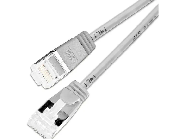 SLIM KAT6A 10 Gigabit Lightpatchkabel rund, U/FTP, Ø 3.8 mm, grau