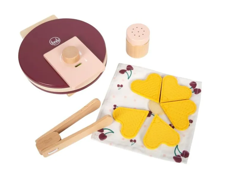 small foot Waffeleisen-Set tasty Holz, Stoff, Metall, Rot