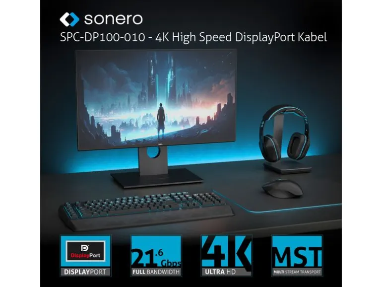 sonero Kabel DisplayPort - DisplayPort, 3 m