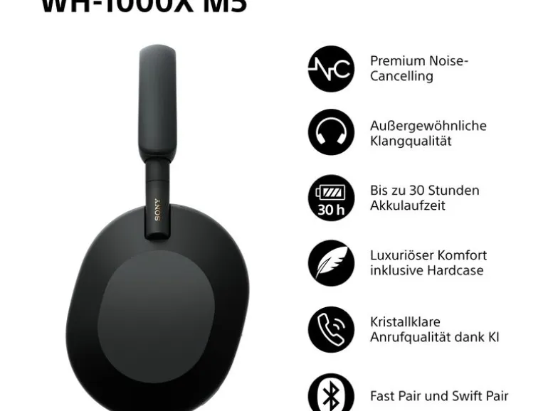 Sony Over-Ear-Kopfhörer WH-1000XM5SA Schwarz