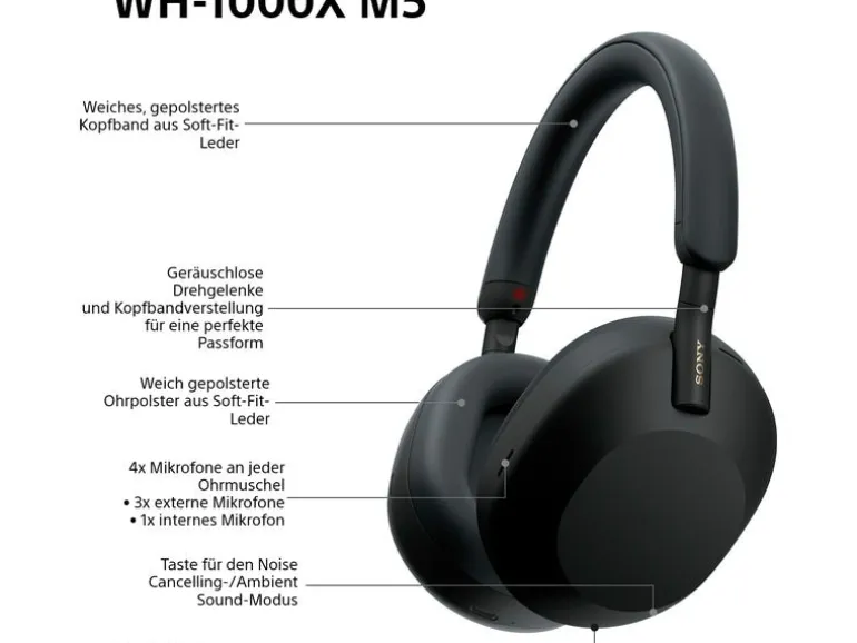 Sony Over-Ear-Kopfhörer WH-1000XM5SA Schwarz