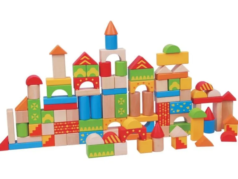 Spielba Holzspielwaren Bauklötze Holzbausteine 100 Stück