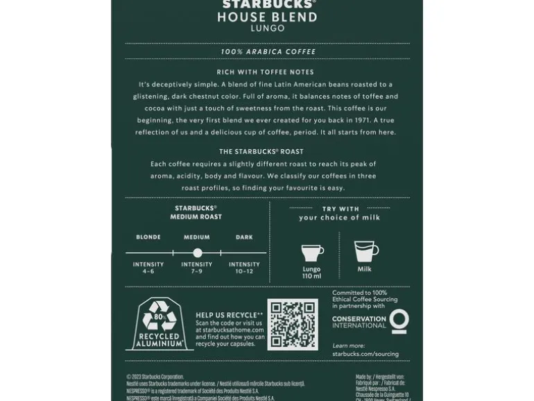 Starbucks Kaffeekapseln House Blend Lungo 36 Stück