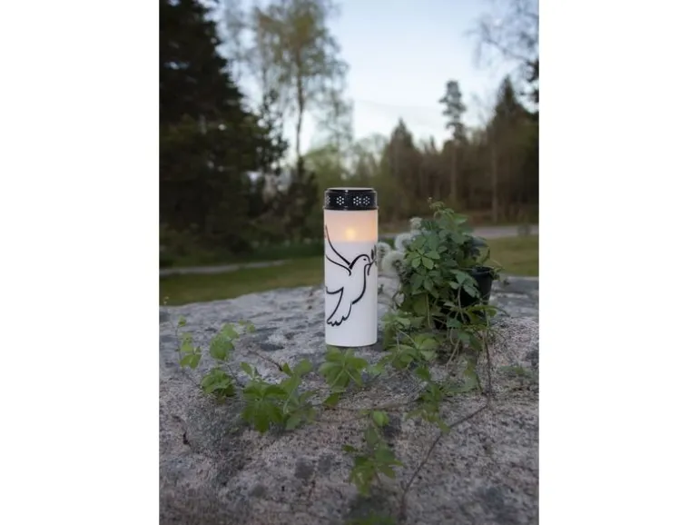 Star Trading LED Grabkerze Taube, Ø 7.5 x 20.5 cm, Weiss
