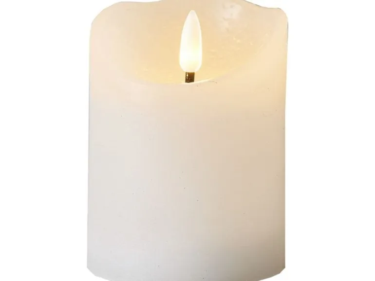 Star Trading LED-Kerze Flamme Rustic, Ø 7.5 x 10 cm, Weiss