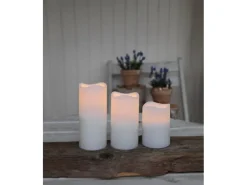 Star Trading LED-Kerzen Set Pillar Paul 3er Pack, Weiss