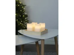 Star Trading LED-Kerzen Set Pillar May Ø 7.5 x 12.5 cm, Weiss, 4 Stk