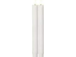 Star Trading LED-Stabkerzen Set Flamme Stripe, 25 cm, Weiss, 2 Stück