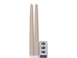 Star Trading LED-Stabkerzen Set Flamme Slim, 2 Stück, Beige